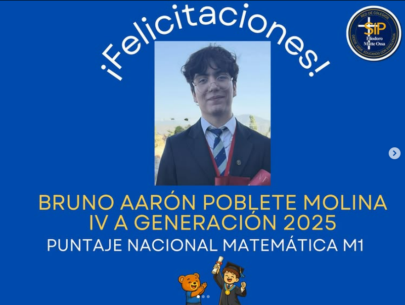 Estudiante del Colegio Eliodoro Matte Ossa obtiene puntaje máximo en la PAES 2025